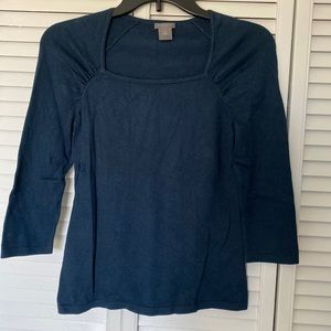 Ann Taylor Square Neck Quarter Sleeve Sweater
